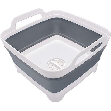 Lavabo à vaisselle pliable de 2,4 gal (9 l) avec bouchon de vidange, évier pliable multi-usages pour l'extérieur, bac à vaisselle, plateau de rangement de cuisine pour camping, lavage de légumes, camp (1/5)