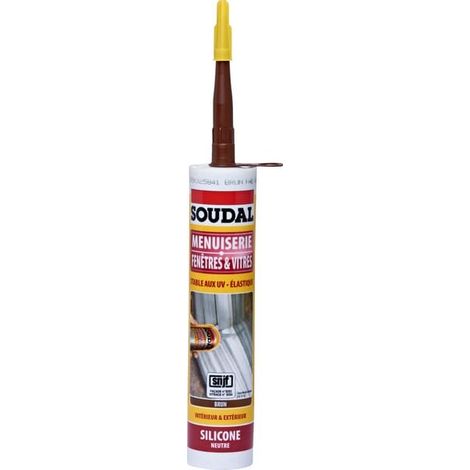 Soudal – Silicone marron 300mL – Mastic d'étanchéité pour joints de menuiserie – Formation de peau rapide – Teinte inaltérable