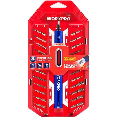 Tournevis Précision électrique Usb Rechargeable Usb, 26 Embouts, Li-ion 3,6v - Workpro