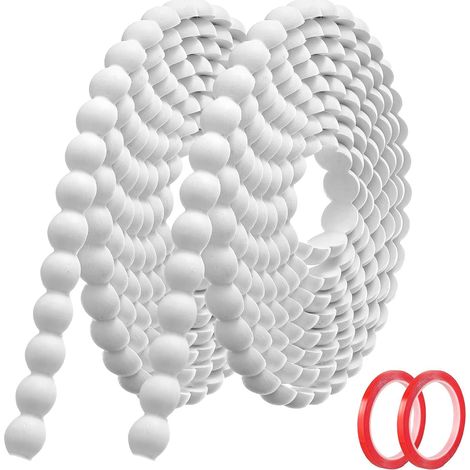 Moulure Murale Décorative Adhésive Blanc (6M x 18mm) Moulure en PVC Flexible avec Bordure Perlée 3D, Baguette de Finition Hydrofuge et À Peindre pour Mur, Cadre de Miroir et Bords (1/5)
