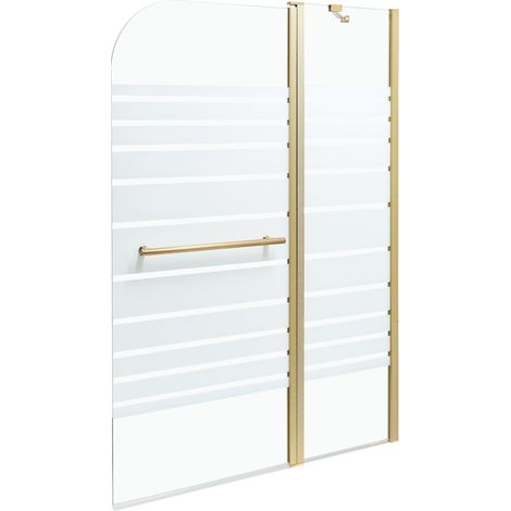 Mampara de baño minimalista con puerta de vidrio templado dorado 140 x 100 cm Tuapi