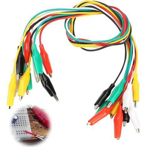 Pince Crocodile Fils de Test Câbles isolés Câble mesure à double extrémité 10 Pièces (1/5)