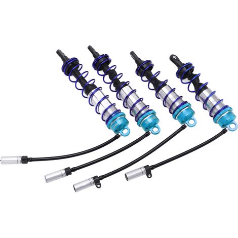 4 Amortisseurs Huile RC Réglables Avant/Arrière pour Buggy 1/8, Bleu Métallisé (1/5)