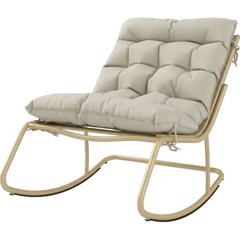 Outsunny Sedia Dondolo Esterno Extra Larga con Cuscino Cachi