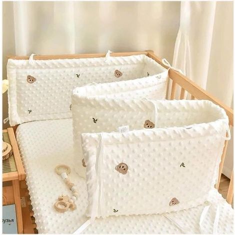 (Blanc)Tour De Lit Bébé,Douce Tour De Lit Respirant,Lavable Protection Barreaux Lit Bébé pour La Sécurité De Bébé,140x28cm (1/5)