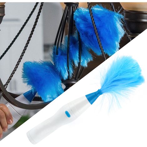 Brosse à Plumes Rotative Électrique avec Poignée Telescopique et Embouts en ABS,Outil de Nettoyage Efficace pour Canapé, Bureau, Plafond et Clavier (1/5)
