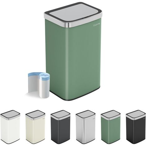 Motion Sensor Kitchen Bin with Soft Close Lid 60L GREEN