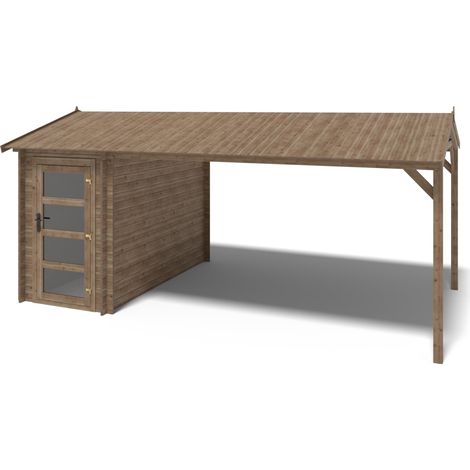 Abri de jardin en bois – 1,50x3 m avec extension de 1,50x2,76 m - 4,50 m² – Traité (1/5)
