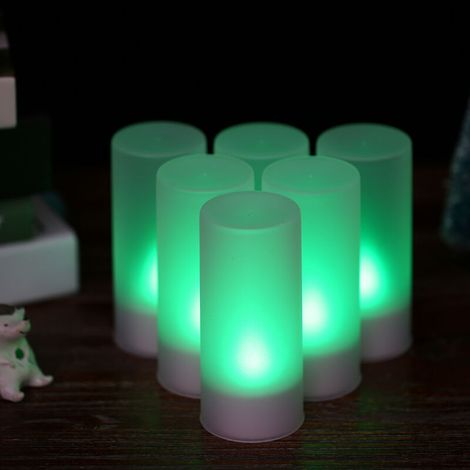 Remote Controlled Flameless LED Color Changing Tealight Candle, Flameless Tealight Candle for Halloween, Valentine's Day, Christmas Party Decoration (6-pack) (1/5)