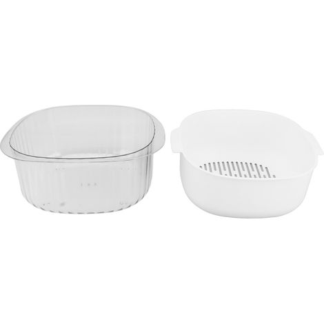 Panier de Légumes à Double Couche pour Lavage et Égouttage, Blanc - Idéal pour Fruits et Cuisine (1/4)