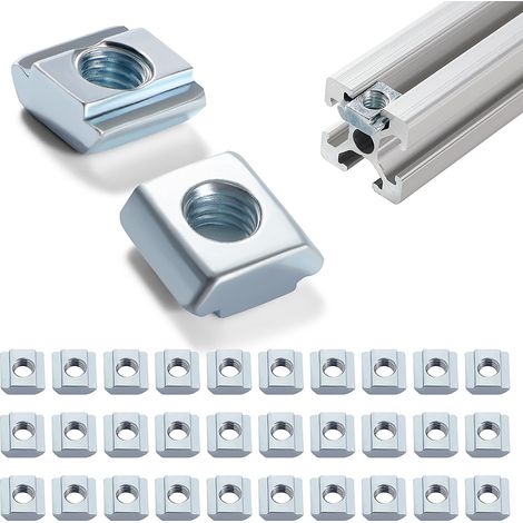 30 Pièces 20 Série M5 Écrou à Glissière en T, T-Fente Écrou de Tête de Marteau, Écrous Carrés en T, pour Fente de 6 mm 2020 2040 2060 Profil D'Extrusion en Aluminium (1/5)