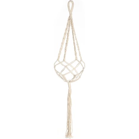 Macetero colgante de macramé, apto para interiores y exteriores, fabricado en cuerda de algodón, 85 cm (33,5 pulgadas). Maceta decorativa de pared. (1/5)