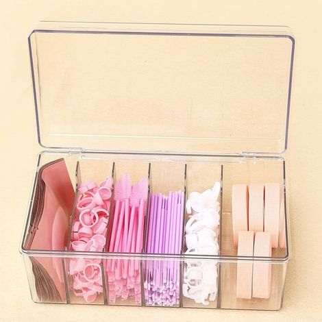 Organizador acrílico para extensiones de pestañas,caja de almacenamiento de gran capacidad para suministros de extensiones de pestañas (1/5)