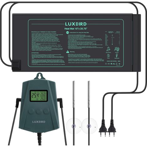 Pack of 2 Heating Mats for Seedlings with Digital Thermostat 21W - Uniform Heating and Automatic Regulation for Germination, Greenhouse Growing and Indoor Plants (1/5)