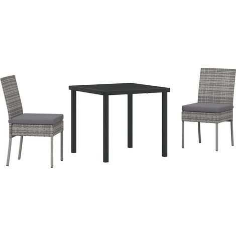 Garden Dining Set 3 pcs Grey Powder-Coated Steel vidaXL (1/5)