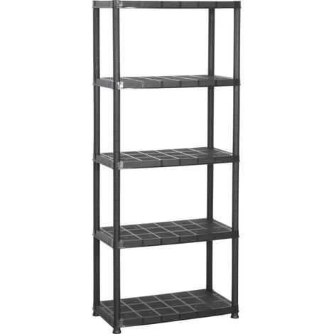 Scaffale portaoggetti nero a 5 ripiani 71 x 38 x 170 cm plastica 020000652