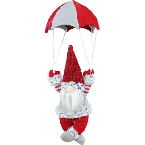Décoration de Noël à suspendre à une fenêtre : vieil homme parachutiste sans visage (rouge, 1 pièce) (1/4)