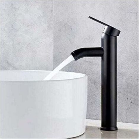 Robinet de lavabo, robinet de lavabo noir, robinet de haute qualité, robinet de salle de bain, résistant à l'usure, convient aux tuyaux d'un diamètre intérieur de 32 à 42 mm. (1/4)