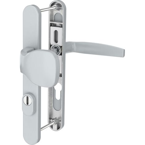 Langschildgarnitur Aluminium Schmalrahmengarnitur 92mm Silber PZ Lochung Türdrücker Knopf/Drücker 71-86mm ja (1/5)