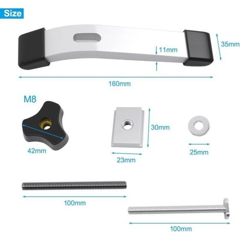 TONCHEAN Autre outil du menuisier,2 Ensembles Rail T Track Pince de Serrage, T-Track Clamp T Track Jeu de Pinces a clamper de Maintien à Acier Allié Rapide, pour Outil de Travail du Bois T-ot (2Pcs) (1/5)