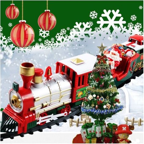 Elektrischer Weihnachtszug – mit Sound und Licht – Weihnachtszug mit animiertem Waggon und Gleisen – Weihnachtsmannbaum (1/4)