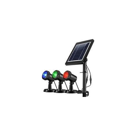 Projecteurs LED Solaires imperméables 3 GRB Lampes,Eéglable IP68 étanche Lampe Solaire Lumières Solaires pour Extérieur Jardin Piscine étang Cour Mur Route-Auto on/Off (Rouge Vert Bleu) (1/5)