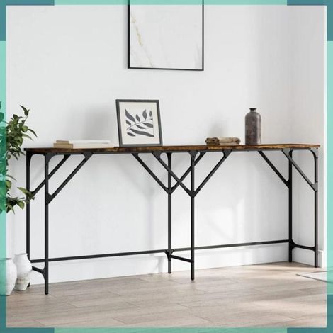 837764 Table console chêne fumé 180x29x75 cm bois d'ingénierie (1/5)