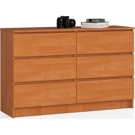 Cómoda AKORD K120 Aliso 120 cm 6 cajones frente en color Aliso 120x40x77 cm (1/5)