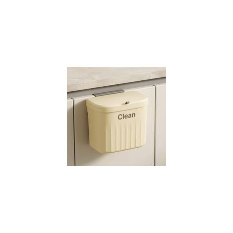 (Beige) Poubelle Suspendue Cuisine avec Couvercle, 8,5 L Poubelle Murale en Plastique, Poubelle à Compost Cuisine pour Cuisine, Placard, Salle de Bain (1/5)