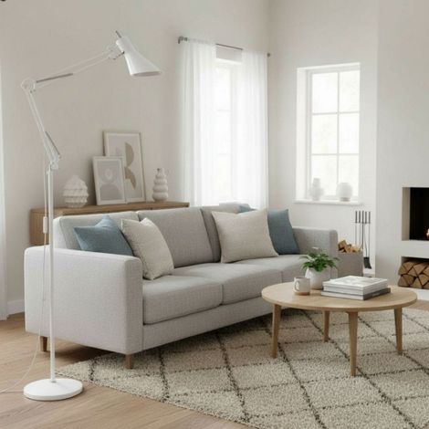 Lampada da Terra Design Moderno in Bianco con Braccio Snodato