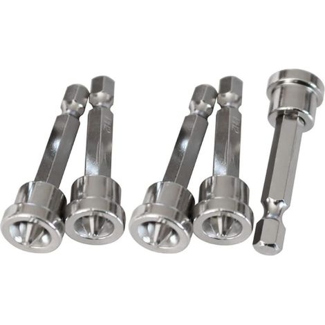 Juego de 5 puntas de destornillador magnéticas para posicionamiento en paneles de yeso, puntas hexagonales (50 mm). (1/4)