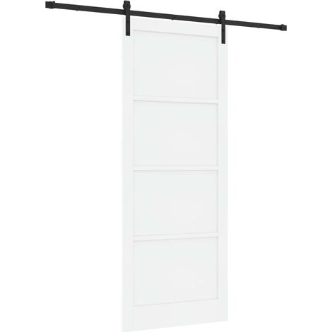 Porte coulissante 93 x 232 cm Bois d'ingénierie Blanc et noir vidaXL