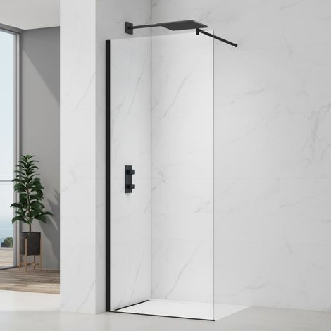 Project paroi de douche à l'italienne 70 cm avec accessoires de montage, noir mat (SATBWIPRO70C) (1/4)