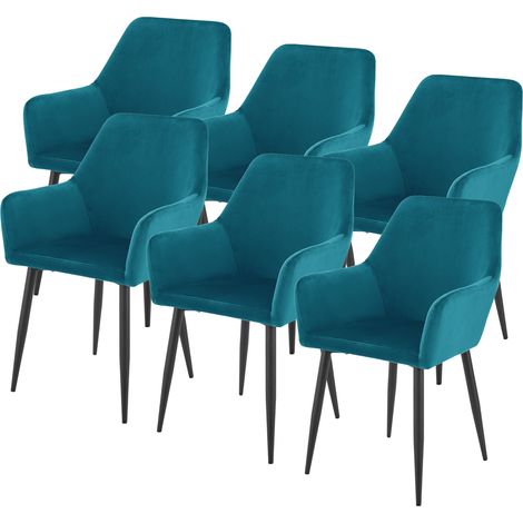 Juego de 6 sillas de comedor Hollola terciopelo y acero 86x57x56 (1/5)