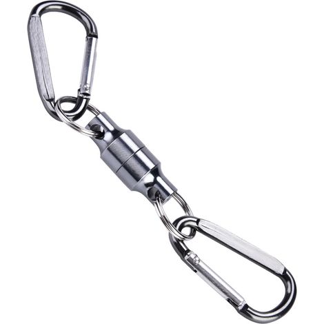 Porte-Épuisette Magnétique Double avec Clip et Dragonne pour Pêche à la Mouche (Argent) (1/5)