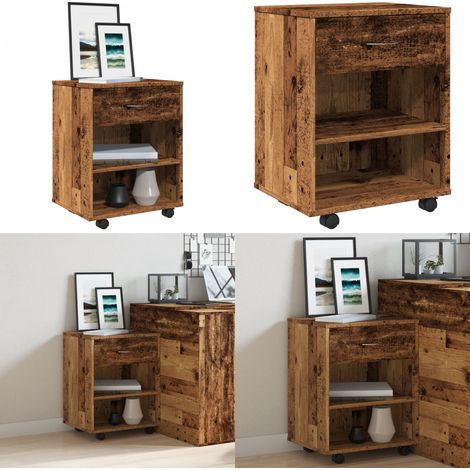 vidaXL Rollcontainer Altholz-Optik 46x36x59 cm Holzwerkstoff (1/5)