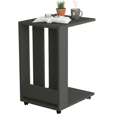 Dmora - Wohnzimmertisch Haldus, Niedriger Wohnzimmertisch, Kaffeeregal, Couchtisch für Sofa, 37x45h60 cm, Anthrazit, mit verstärkter Verpackung