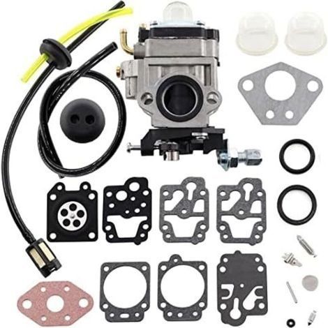 Carburateur pour Débroussailleuse Chinoise Coupe-Bordure CG430 CG520 BC430 BC520 43CC 52CC 2 Temps Moteur Outils de Jardin Carburateur Membrane Joint Réparation kit Tuyaux & Filtre Kit (1/4)