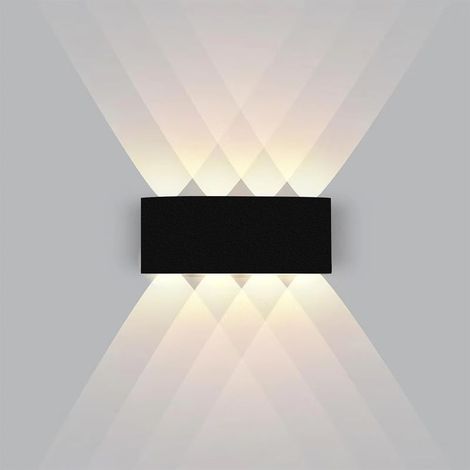 Schwarze LED-Wandleuchte 8W, Innen-/Außenwandleuchte, IP65, warmweißes Licht 3000K, moderne quadratische Wandleuchte aus Aluminium für Schlafzimmer, Wohnzimmer, Hotel [Energieklasse F] (1/5)