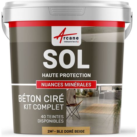 Béton ciré sol en kit, primaire et vernis de finition inclus - 2 m² (en 2 couches) Blé Doré Beige - ARCANE INDUSTRIES