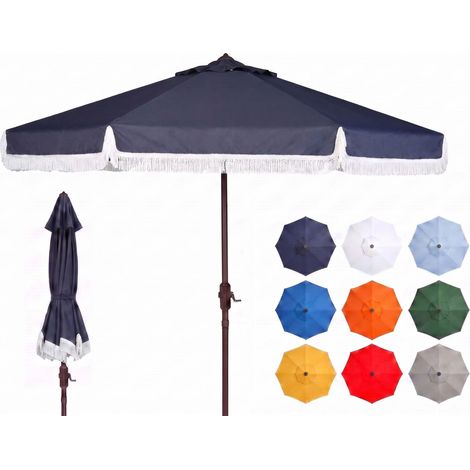 Parasol de Patio Métal, Marine et Blanc, 255 x 255 x 248 cm (1/5)