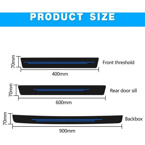 5 Pièces Autocollants De Protection En Fibre De Carbone, Protection Seuil Porte Voiture, Carbone Fibre Film Protecteur Seuil Porte Voiture Accessoires Auto Universel(Bleu) (1/5)