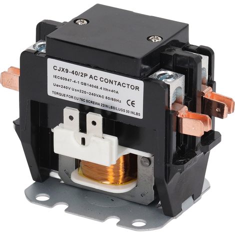 Contacteur Modulaire 40A 2P CJX9-40 240V AC, Coque PP Gris Argent, Contacts Alliage Argent, Réponse Rapide pour Climatiseur et Moteur (1/5)