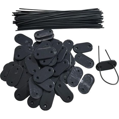 Lot de 100 serre-câbles résistants aux intempéries, avec clips et plaques de montage (1/5)