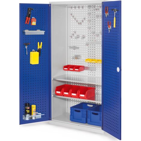 Kappes ®RasterPlan Werkzeugschrank 1950x1000m Modell 5 Tiefe 500mm Lochplattentüren enzianblau