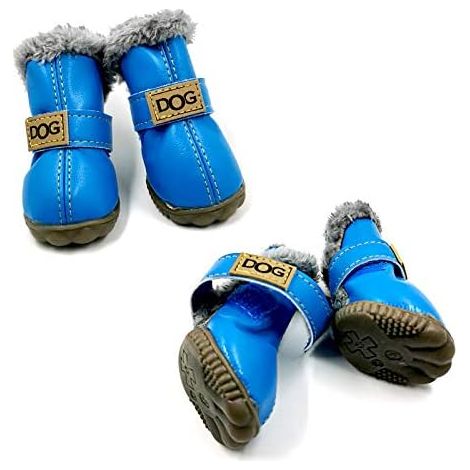Bottes de neige imperméables et antidérapantes pour chien avec col en fourrure (1/5)