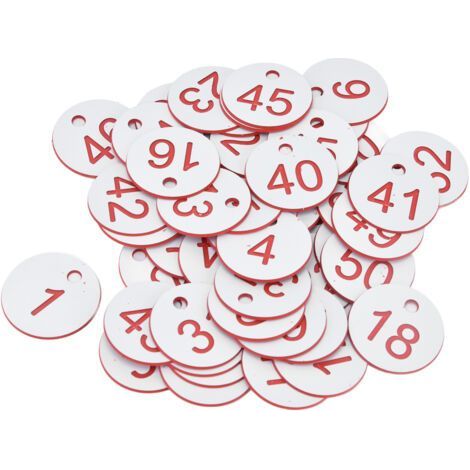 50pcs Round Numbered ABS Bee Hive Tags with Hole Livestock Beekeeping Supplies White 1-50 (1/5)