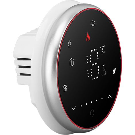 Thermostat intelligent sans fil et programmable pour systèmes de chauffage (CA 95–240 V), base ronde, noir (1/5)