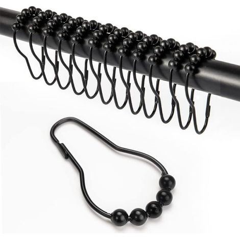 Rustproof Sliding Shower Curtain Rings – 12-Piece Stainless Steel Set for Curtain Rod and Door