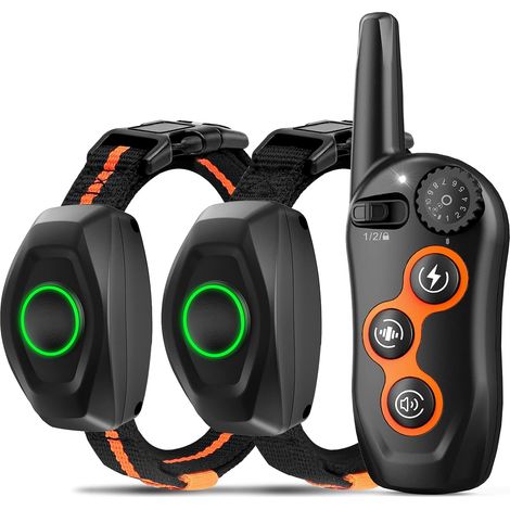 Collier de dressage pour chien, collier de choc pour 2 chiens avec portée à distance de 1 300 pieds, 3 modes de dressage, bip, vibration, choc, collier de choc électrique rechargeable étanche IPX7 pou (1/5)